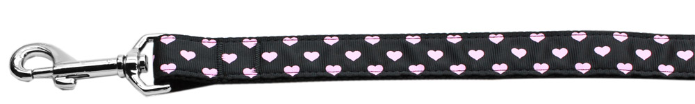 Pink and Black Dotty Hearts Dog Leash 6 Foot Leash